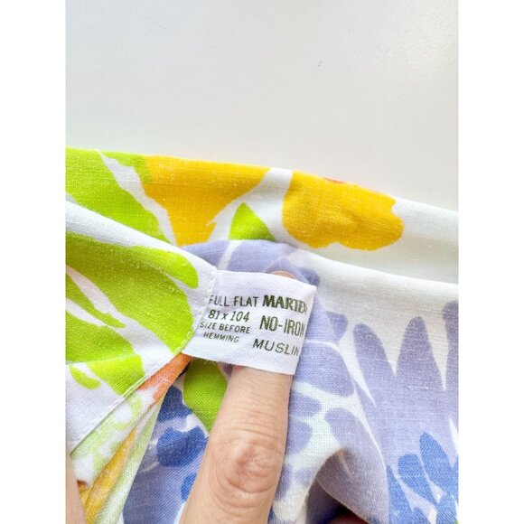 Vintage MARTEX Presslin 303 Floral Print Cotton Poly Muslin Full Flat Sheet Set - Picture 12 of 14